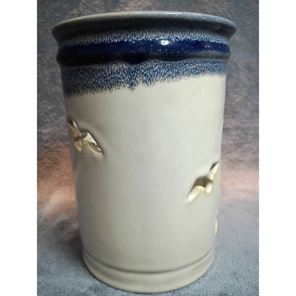 Retired Yankee Candle Lighthouse Ceramic Candle Holder Set Coastal Nautical Blue - Picture 13 of 16